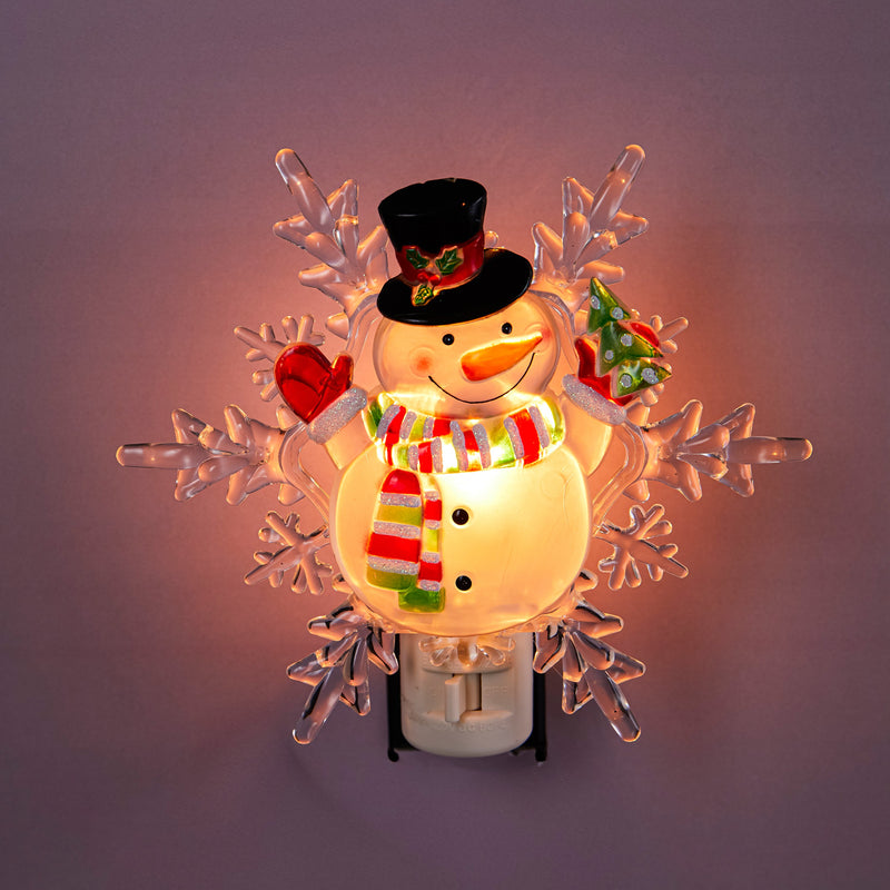 Acrylic Snowman with Snowflake Nightlight,3nt189