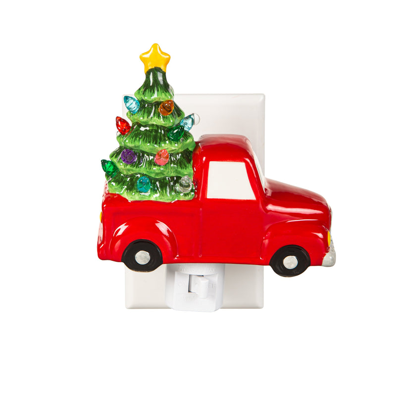 Ceramic Truck with Christmas Tree Nightlight,3ntc006