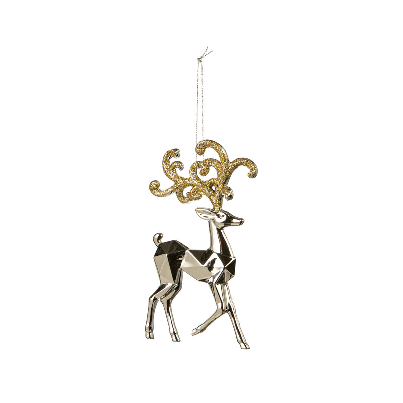 Acrylic Metallic Deer Ornament, Silver,3orn084