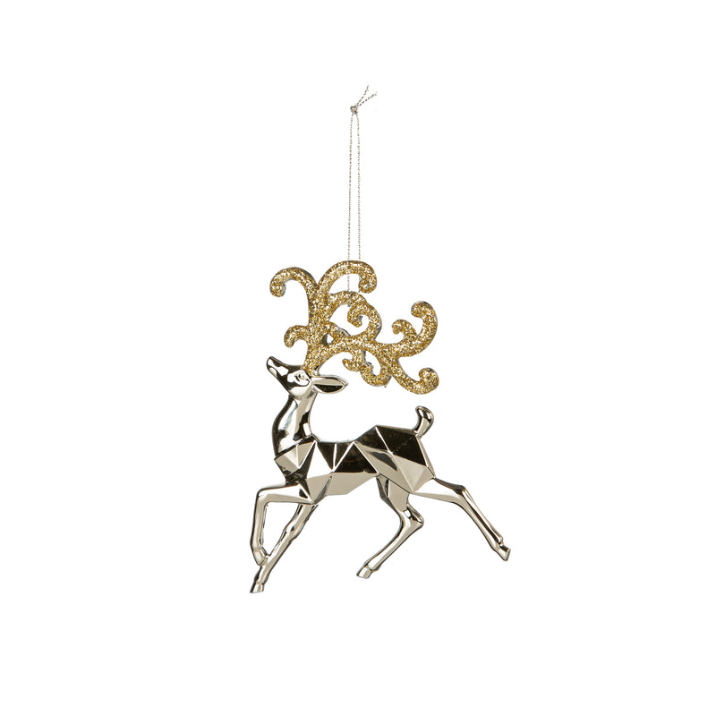 Acrylic Metallic Deer Ornament, Silver,3orn084