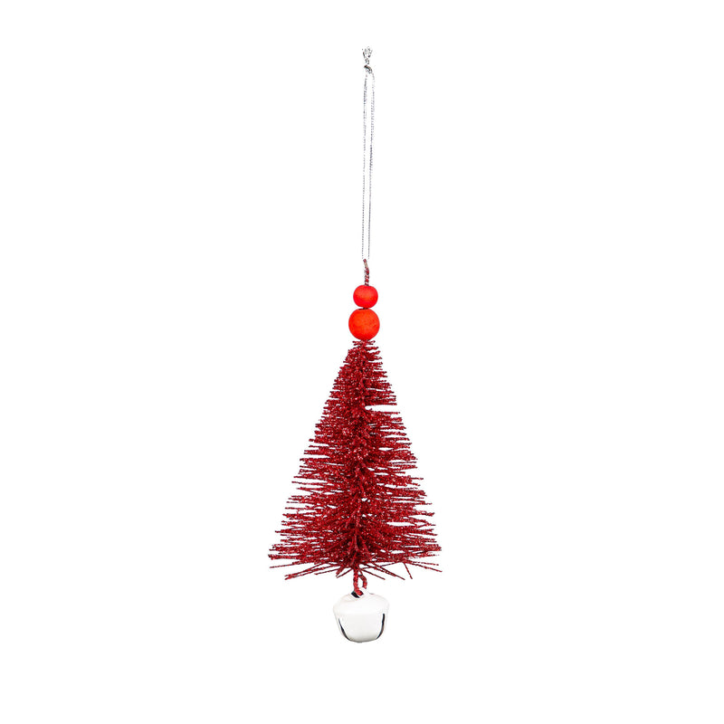 7.25" Bottle Brush Christmas Tree with Bell Ornament,3orn089