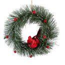 Holiday Poinsettia Ornament Natural Fiber Cardinal on Artificial Wreath, 6"L, Asst of 2