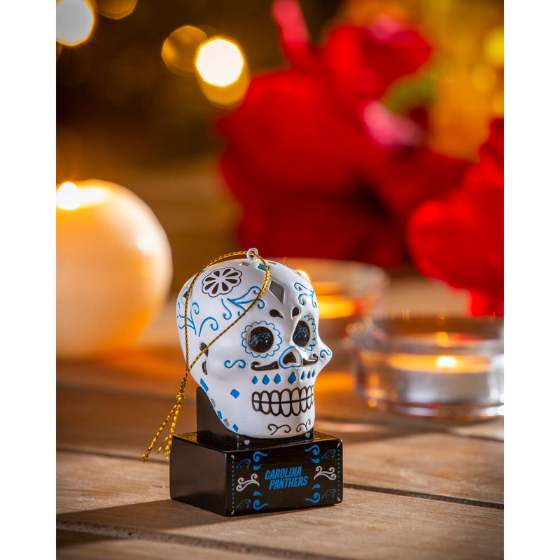 Carolina Panthers, Sugar Skull Orn,3ot3804sk