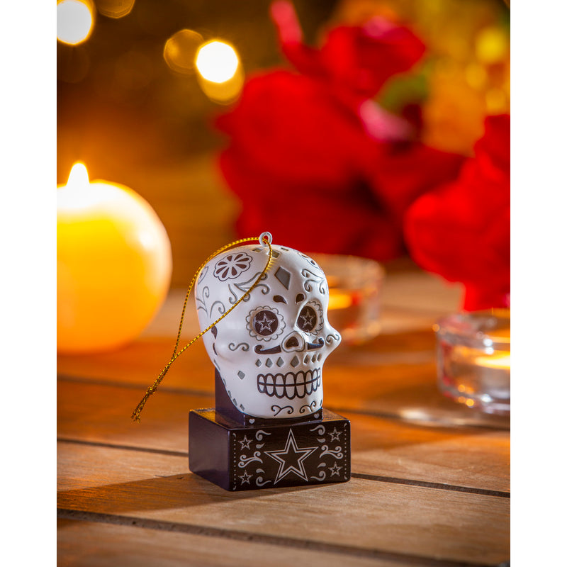 Dallas Cowboys, Sugar Skull Orn,3ot3808sk