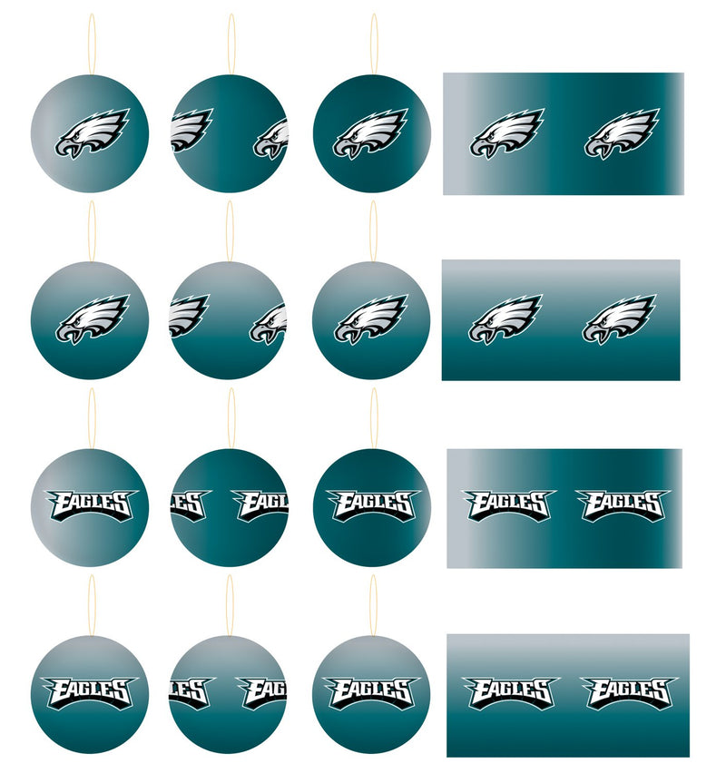 12pc Ornament Set, Philadelphia Eagles,3ot3823os12