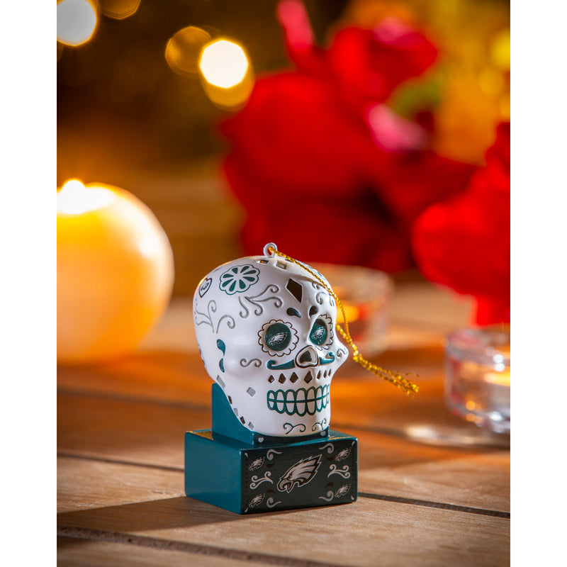 Philadelphia Eagles, Sugar Skull Orn,3ot3823sk