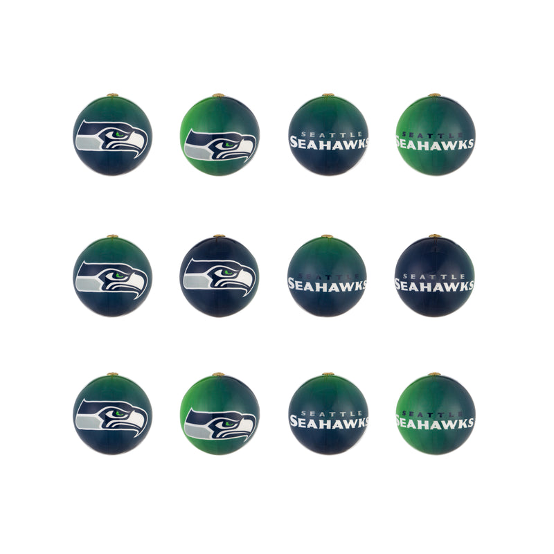 12pc Ornament Set, Seattle Seahawks,3ot3827os12