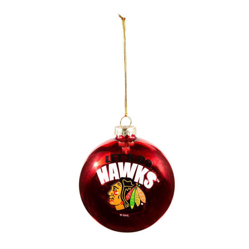 Blown Glass Ornament, Chicago Blackhawks,3ot4355bgo