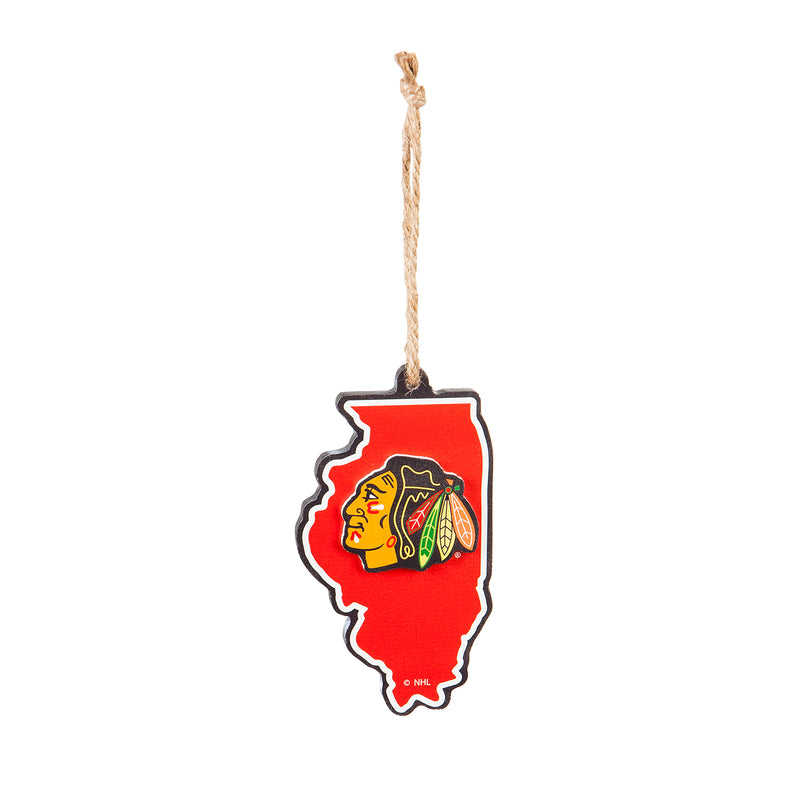 Chicago Blackhawks, State Ornament,3ot4355state