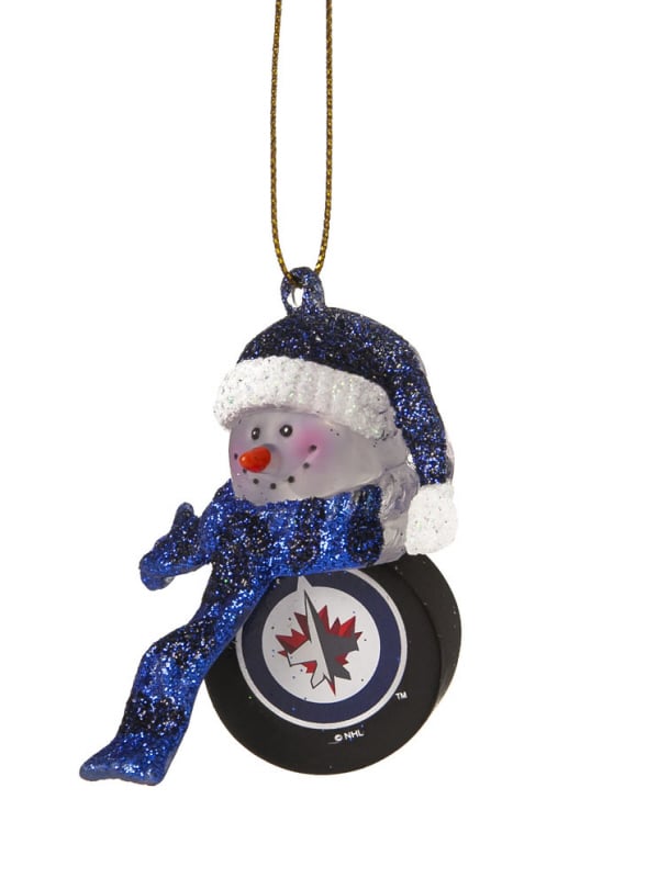 Ornament, Striped Acrylic Snowman, Winnipeg Jets,3ot4379sa