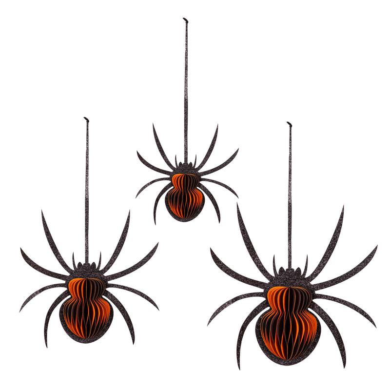 Foldable Paper Spider Hanging Décor Set,3ot817