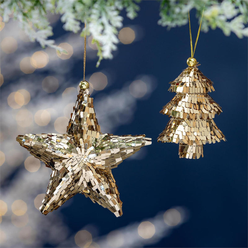 Season to Sparkle Ornament Metallic Christmas Icon, Asst of 2