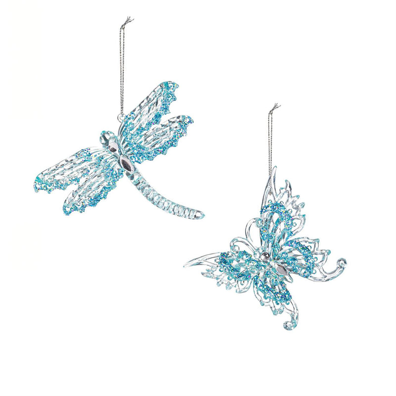 Season to Sparkle Ornament Butterfly/Dragonfly Blue Acrylic, Asst