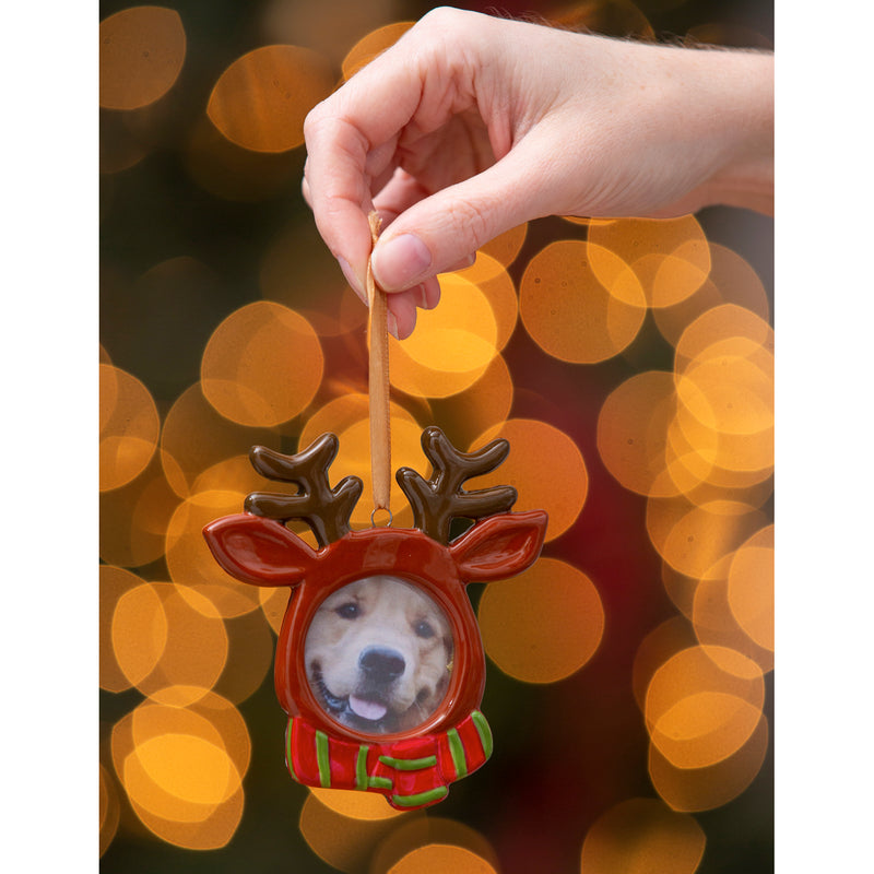 Ceramic Picture Frame Ornament, 2 Asst: Gnome, Deer,3otc028