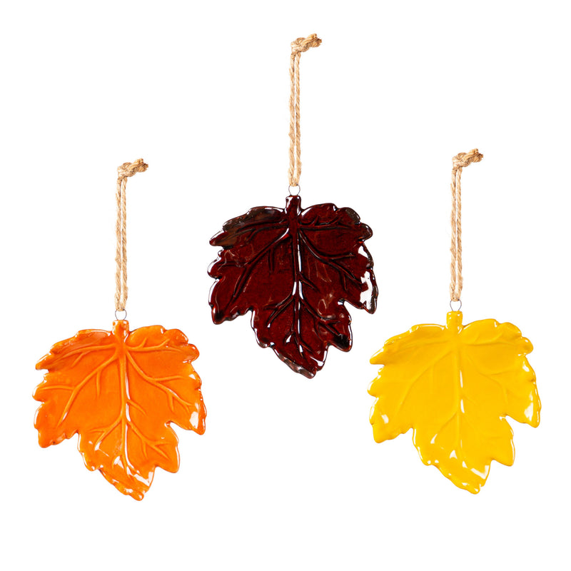 4" Ceramic Hanging Décor Set, Leaf,3otc052