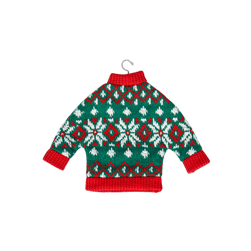 Fabric Holiday Sweater Ornament, 3 Asst: Red/Blue/Green,3otf173