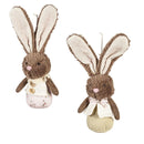Bunny Blooms Hanging Décor Fabric Bunny, 9", Asst of 2, In Wood Tray