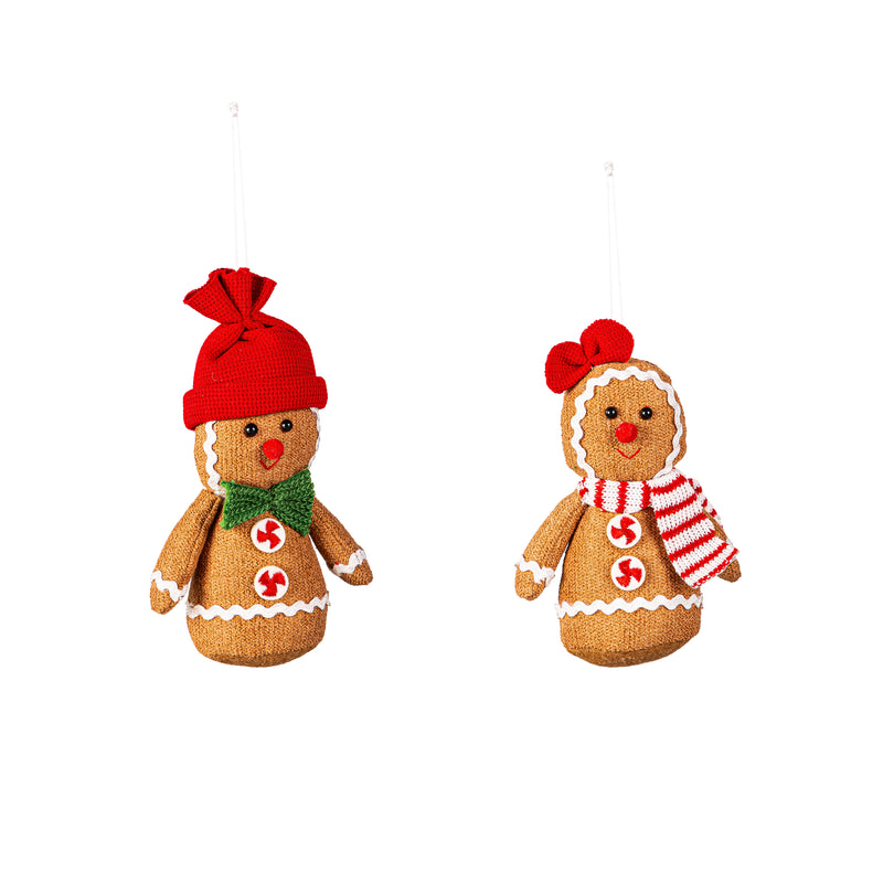 6" Fabric Gingerbread Ornaments in Bucket,3otf220