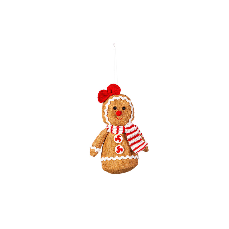 6" Fabric Gingerbread Ornaments in Bucket,3otf220