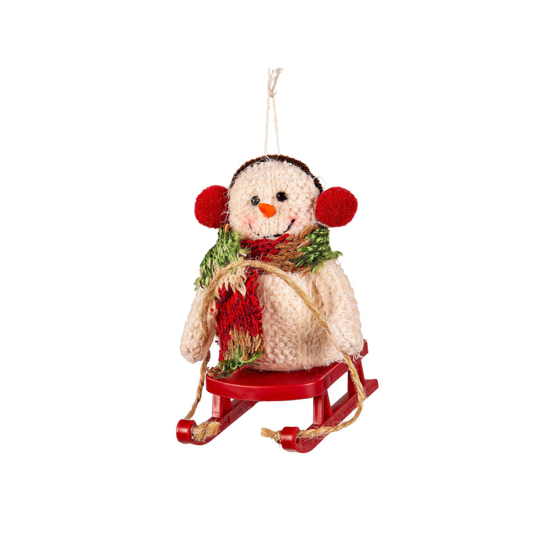 Fabric Sledding Snowman Ornament,3otf221