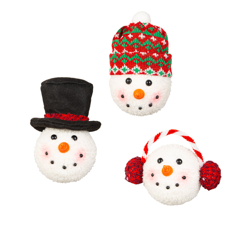 5" Fabric Snowman Face Ornament,3otf233