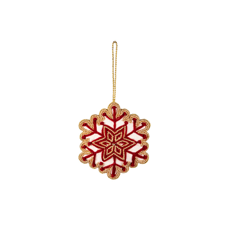 5.5" Fabric Snowflake Beaded Ornament,3otf236