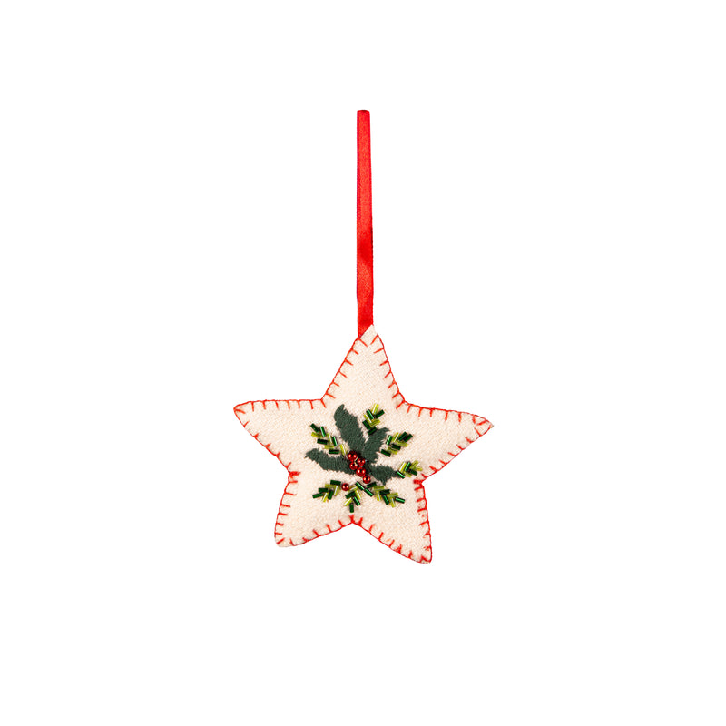 5" Fabric Star Beaded Ornament,3otf238