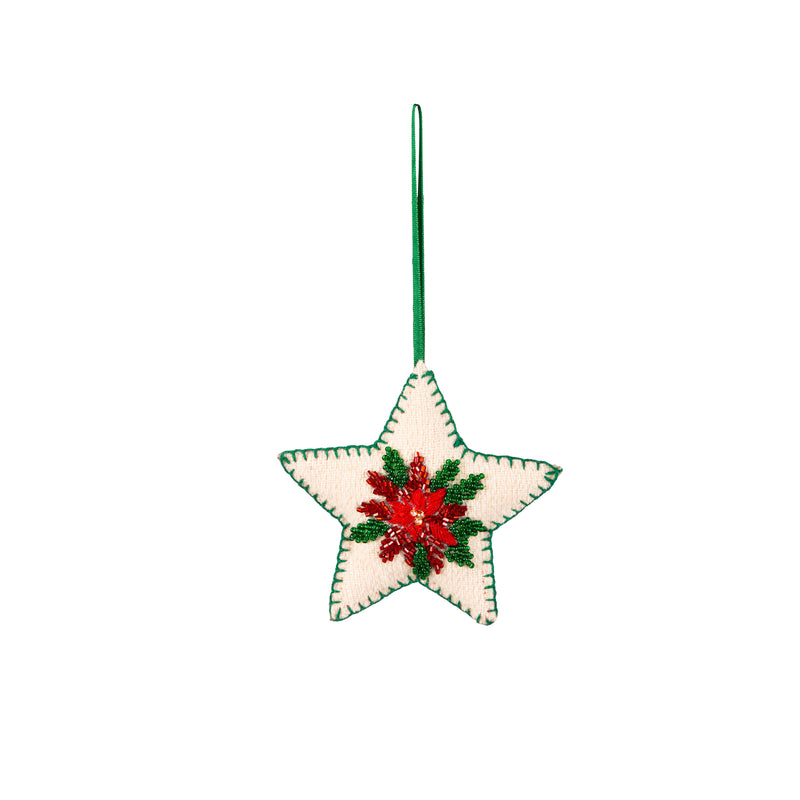 5" Fabric Star Beaded Ornament,3otf238