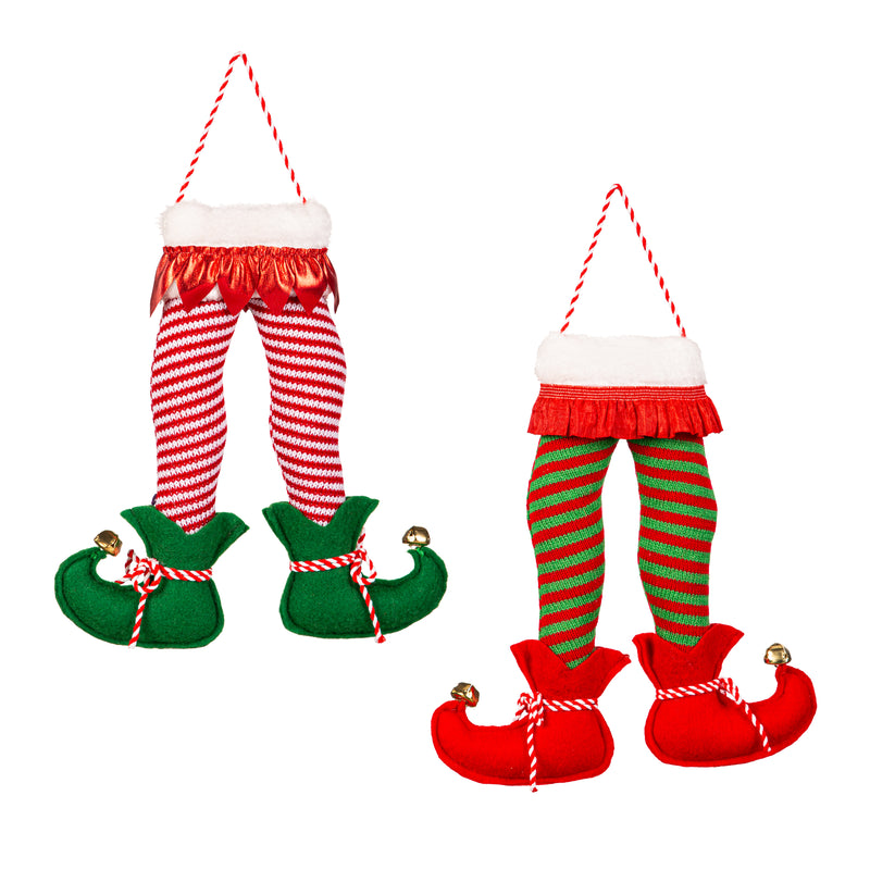 9" Fabric Elf Leg Ornament,3otf246