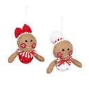 Baking Spirits Bright Ornament Fabric and Metal Gingerbread with Bell, 7"H, Asst of 2