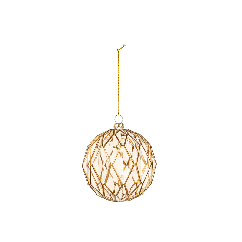Glass Gold Geometric Ornament,3otg421