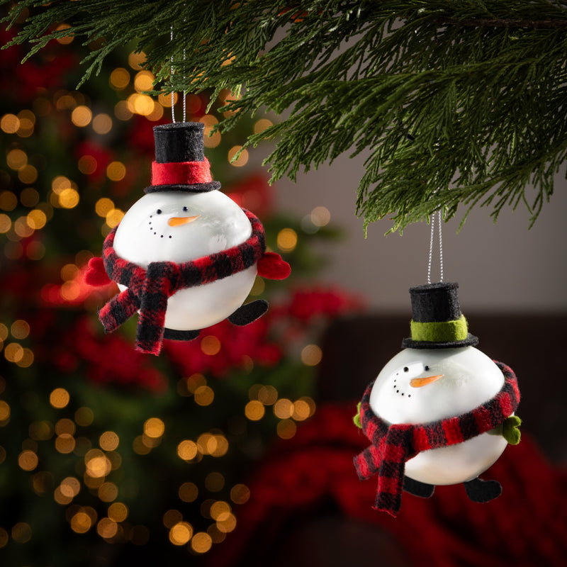 4.5" Glass Round Snowman Ornament,3otg424