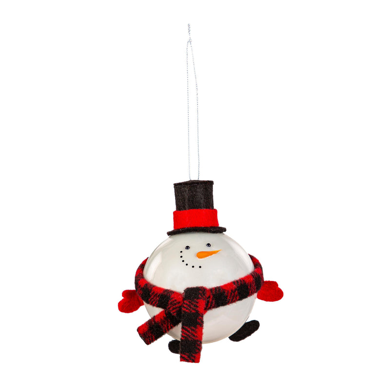 4.5" Glass Round Snowman Ornament,3otg424