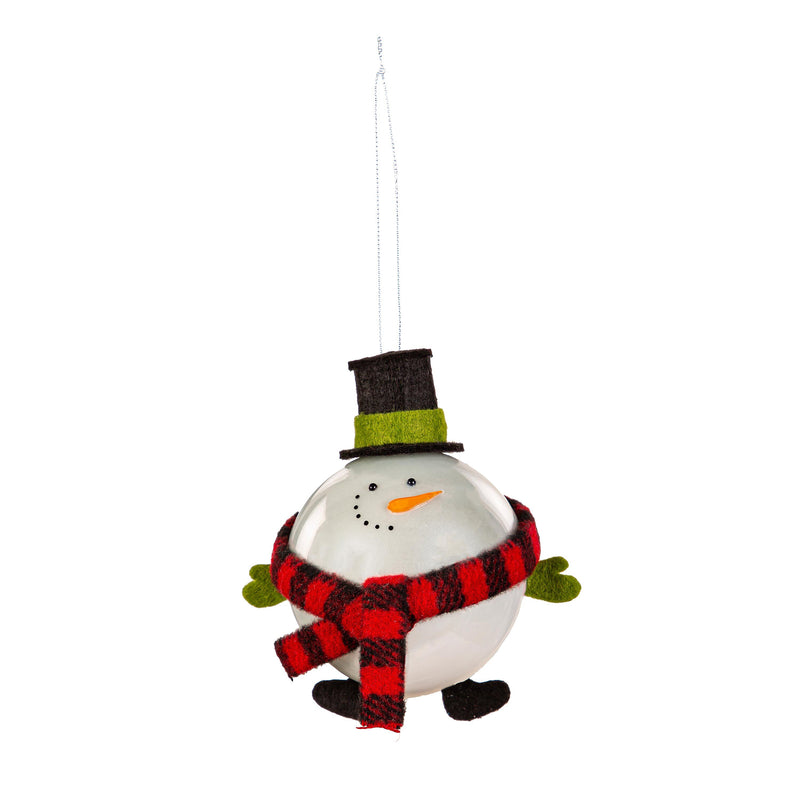 4.5" Glass Round Snowman Ornament,3otg424