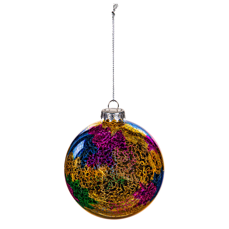 4" Colored Glass Round Ornament,3otg428