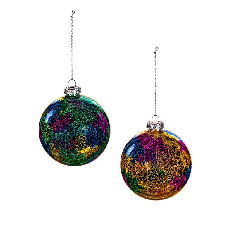 4" Colored Glass Round Ornament,3otg428