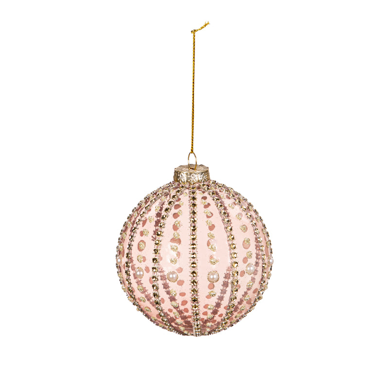 4" Glass Metallic Bead Ornament,3otg431