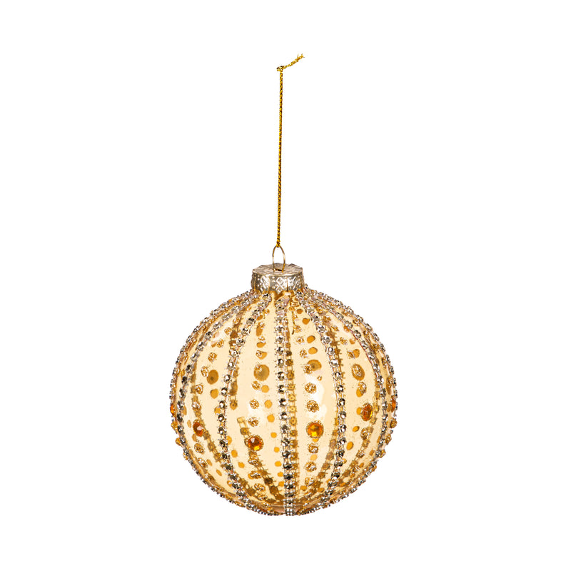 4" Glass Metallic Bead Ornament,3otg431