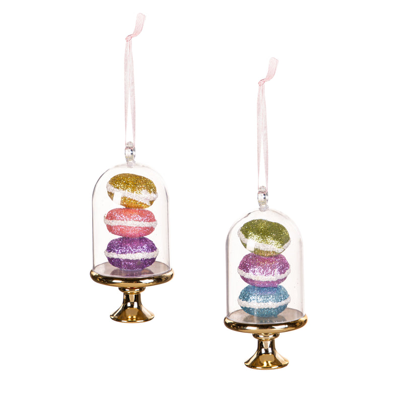 5" Plastic Macarons in Cloche Ornament,3otg438