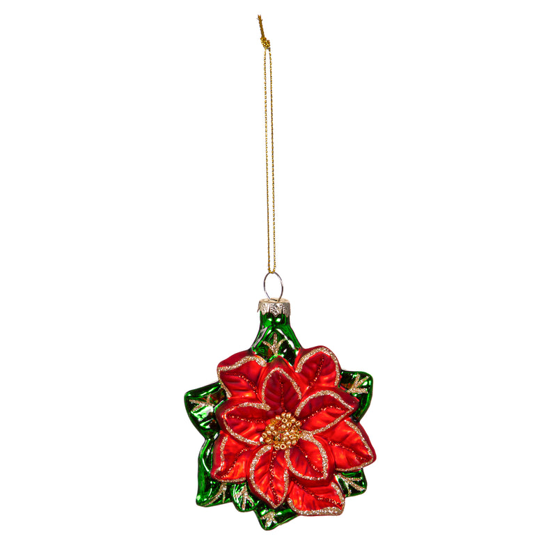 3.5" Glass Poinsettia Ornament,3otg442