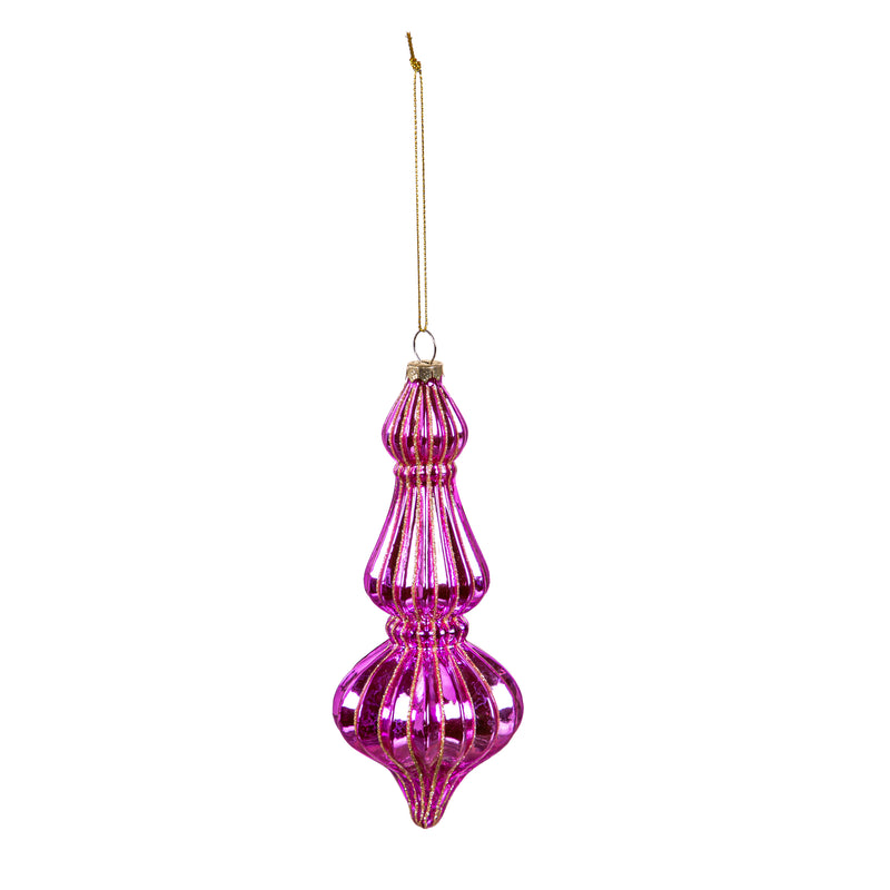 Colored Glass Finial with Gold Accent Ornament,3otg446