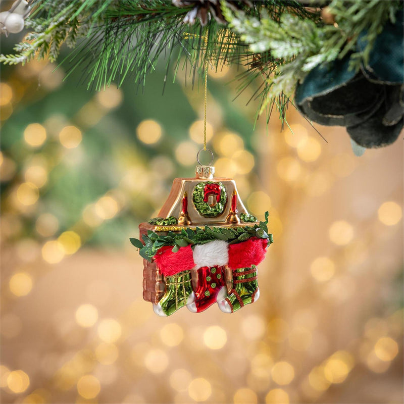 Joyful Traditions Ornament Fireplace Glass, 4"L