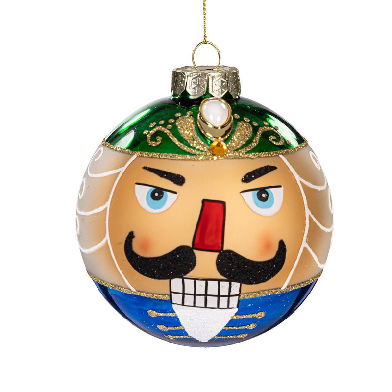 Joyful Traditions Ornament Nutcracker Round Glass, Asst, 3.75"H