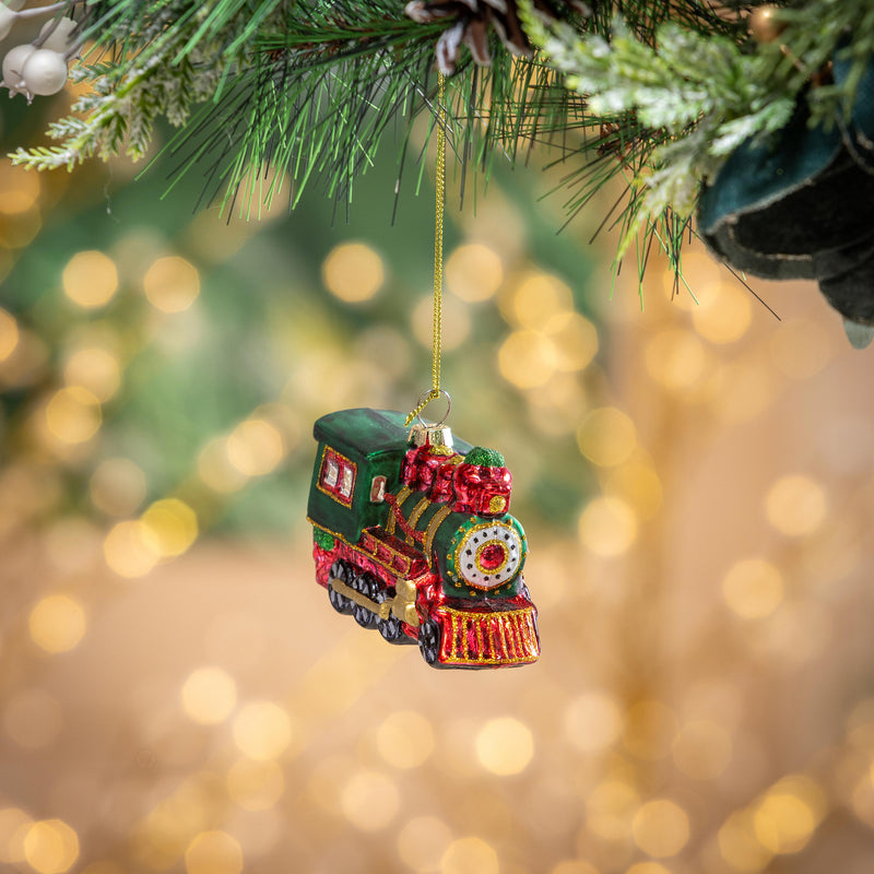 North Pole Express Ornament Train Glass, 4"L