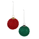 Joyful Traditions Ornament Flocked Round Glass, Asst, 4.5"H