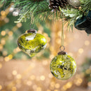 Shades of Green Ornament Marble Glass, Asst, 4.5"H