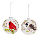 Cardinal and Chickadee Glass LED Ornament, 2 ASST,3otl019