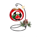 4" LED Ceramic Ornament with Metal Stand, 2 Asst., Santa/Snowman
