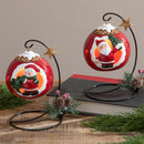 4" LED Ceramic Ornament with Metal Stand, 2 Asst., Santa/Snowman