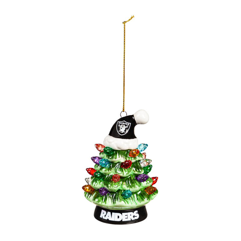 4" LED Ceramic Christmas Tree Ornament with Team Santa Hat, Las Vegas Raiders,3otl3822to